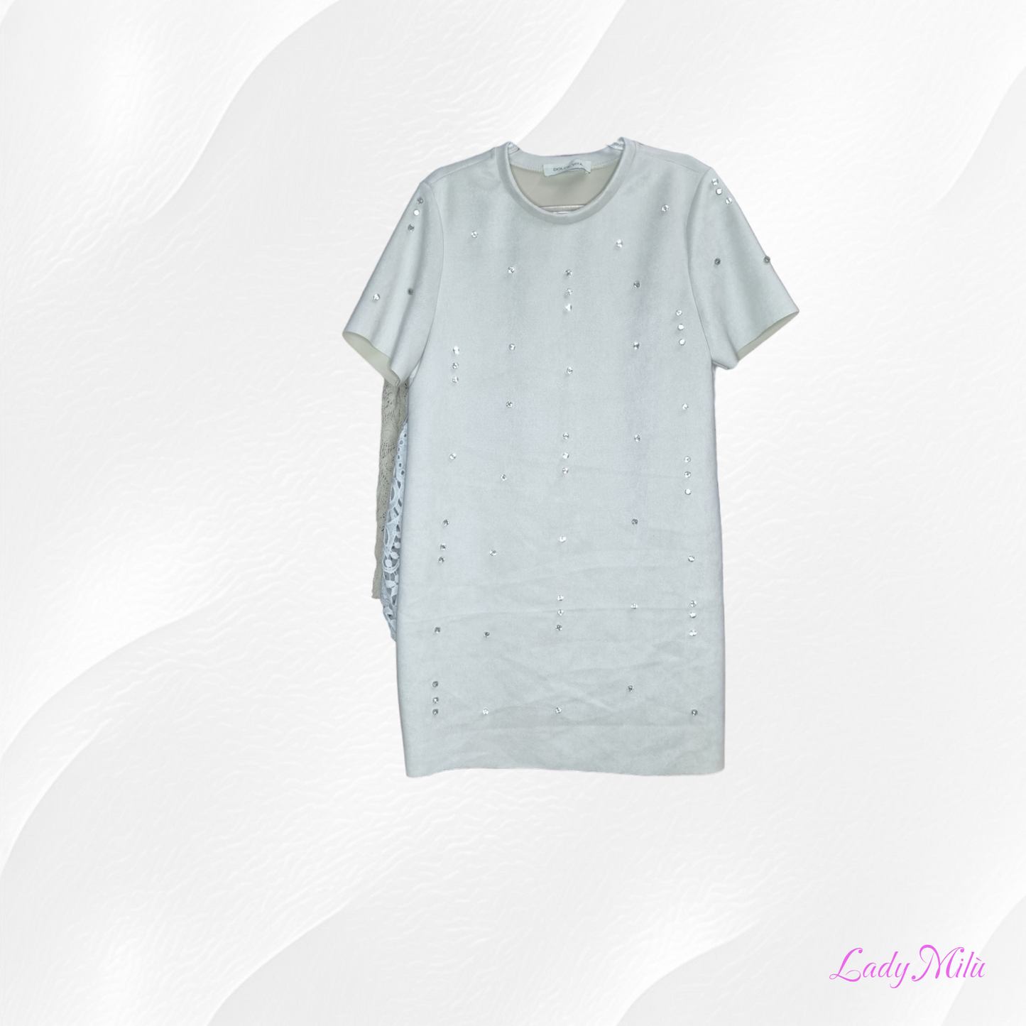 Vestito effetto nabuk con strass