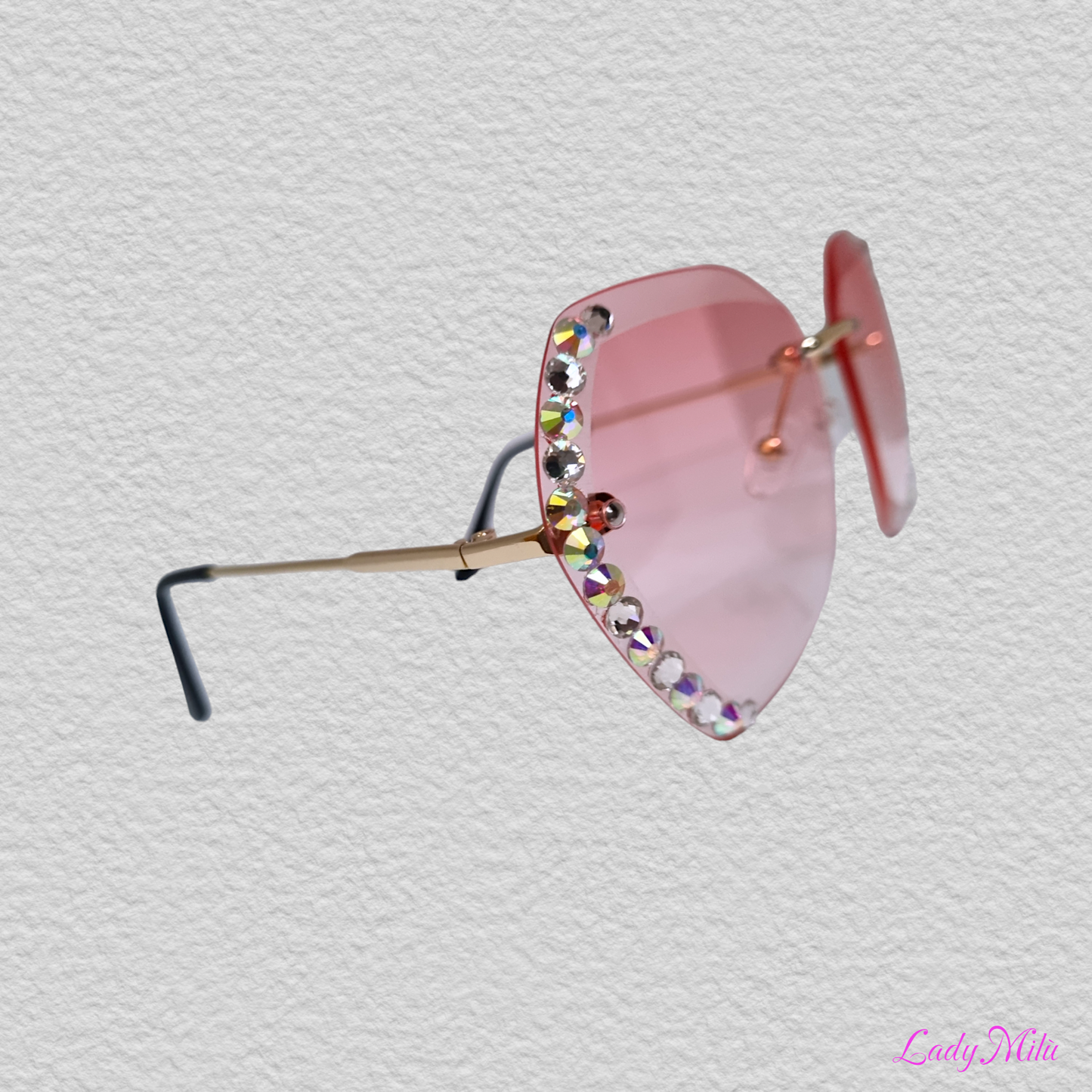 Occhiali rosa sfumati con strass