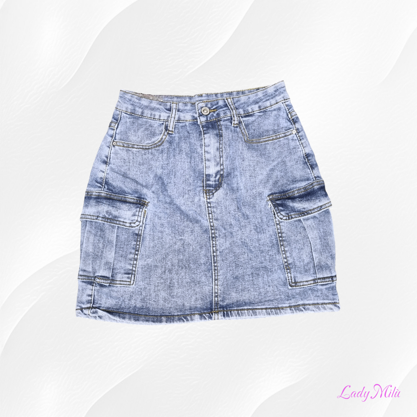 Minigonna jeans con tasconi
