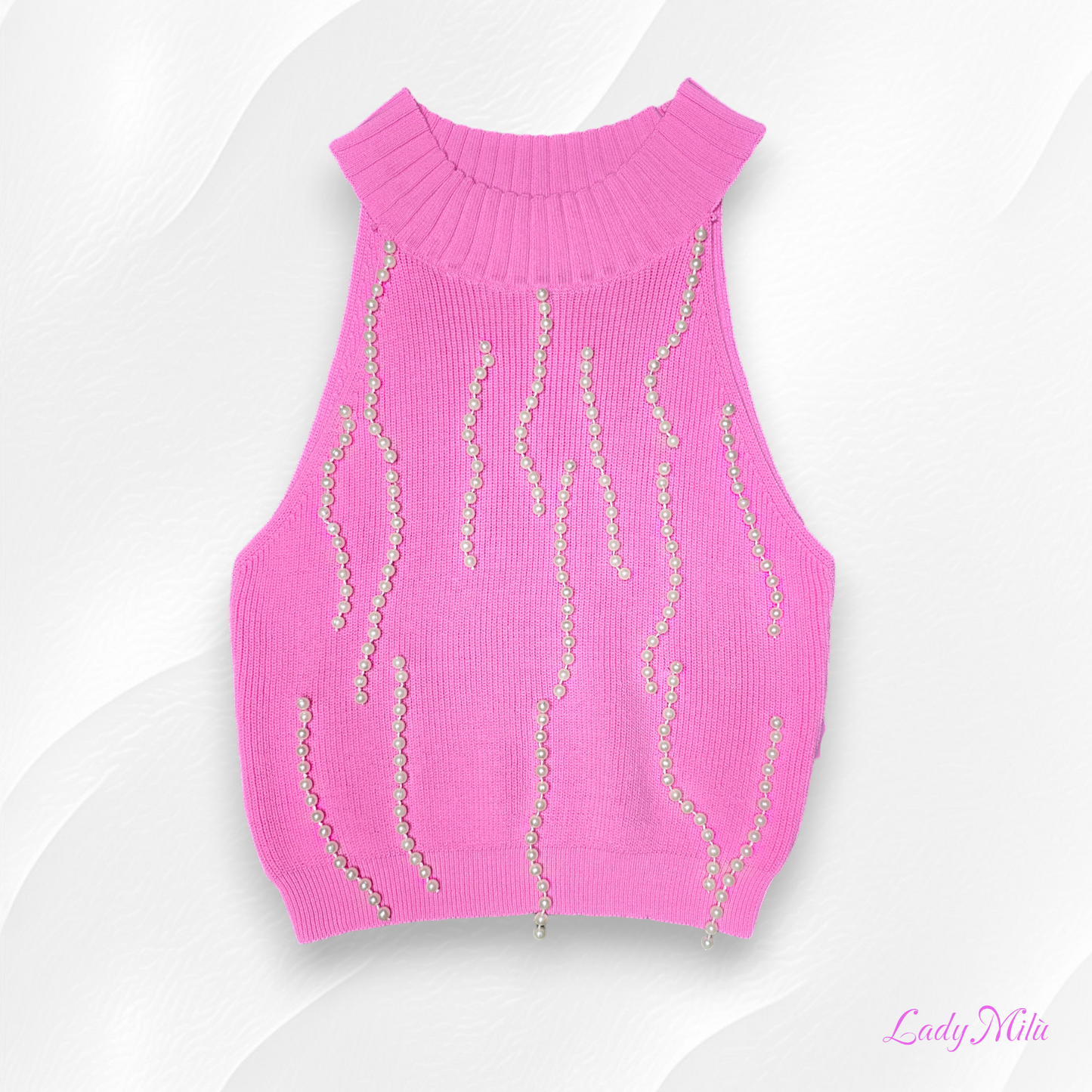 Top fucsia con perline