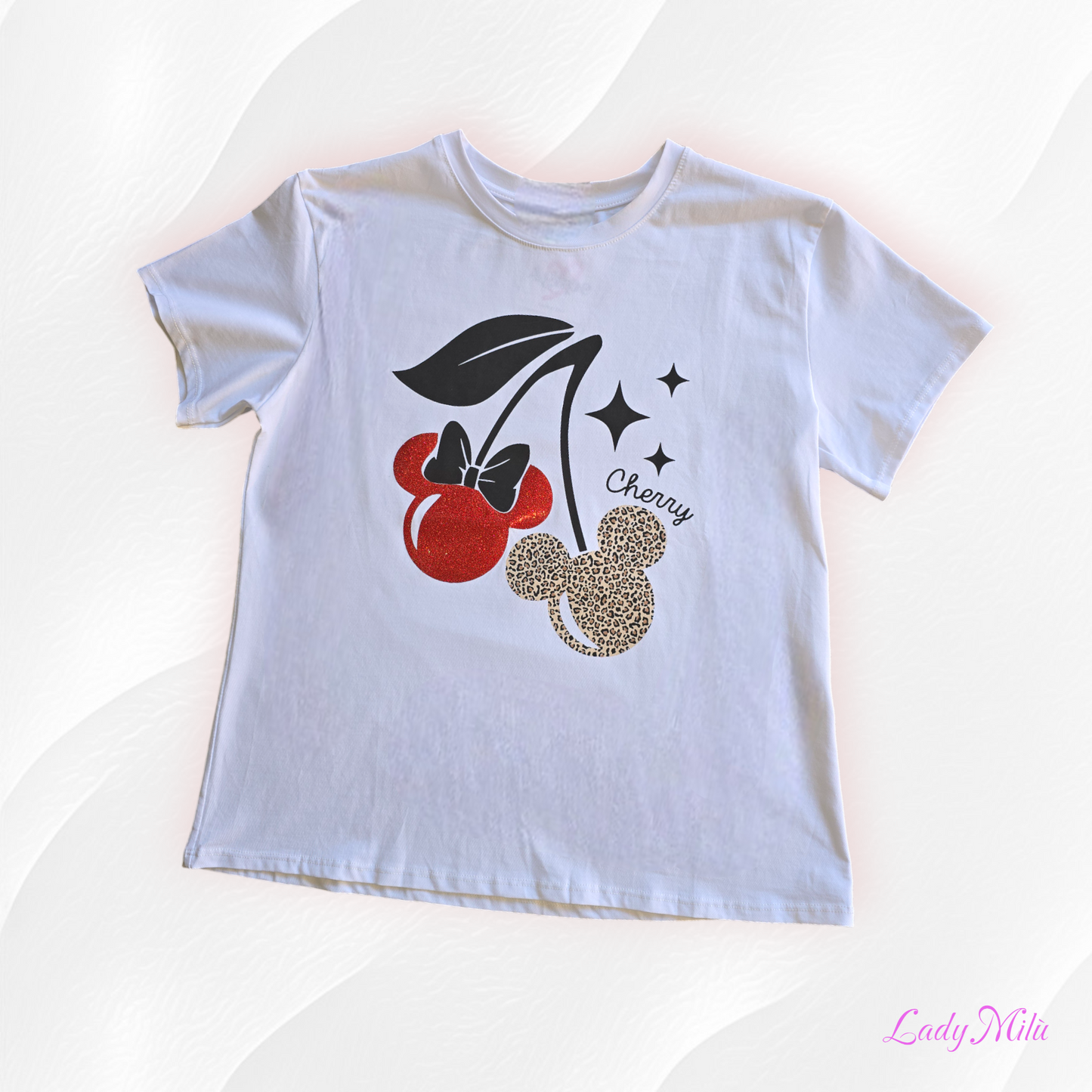 Tshirt bianca cherry Minnie e Topolino
