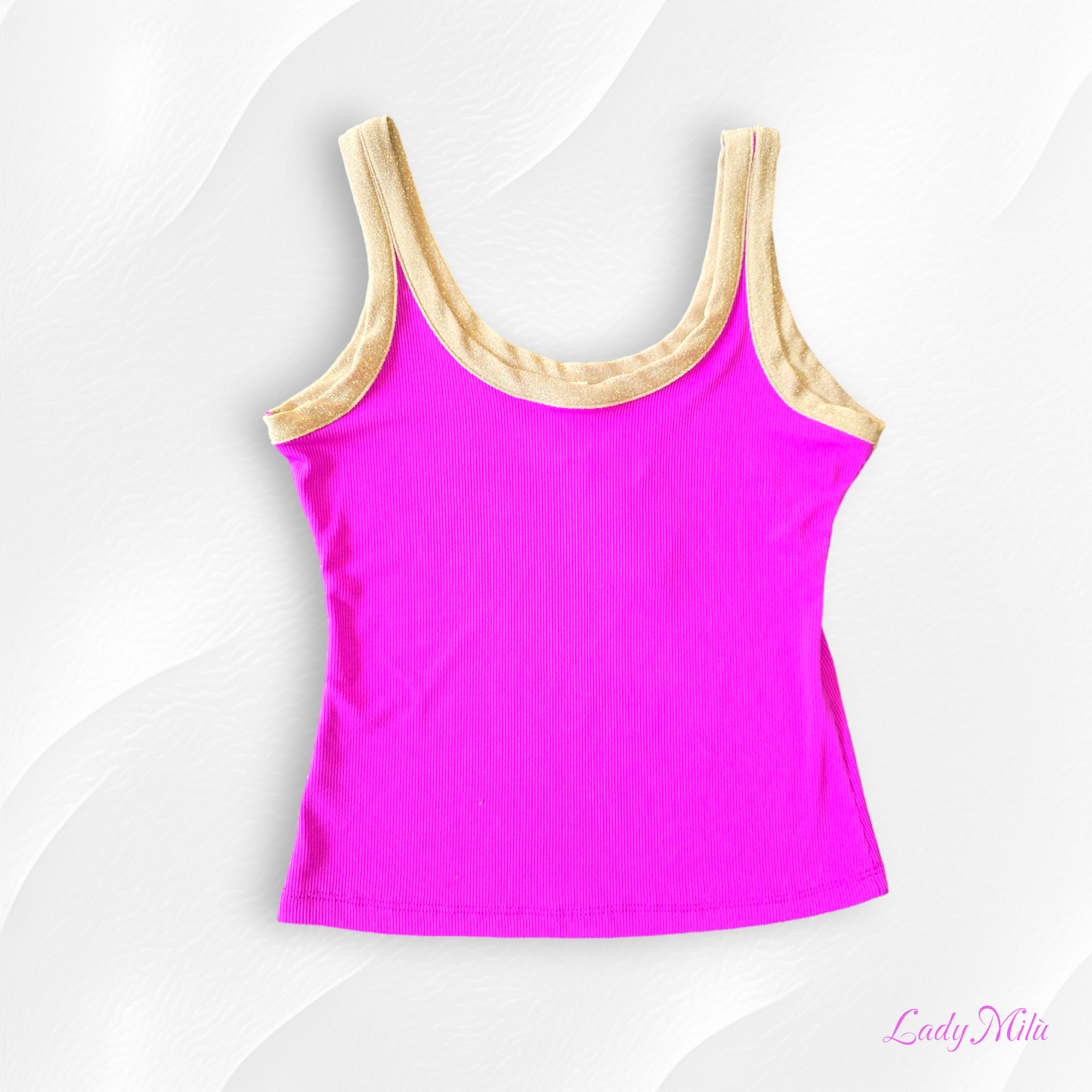 Canotta fucsia e oro