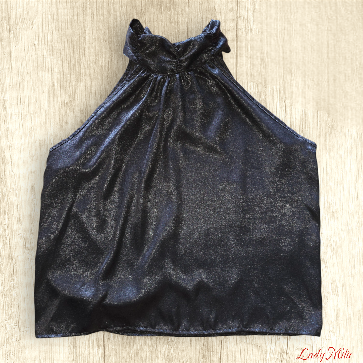 Top scollo americana laminato nero