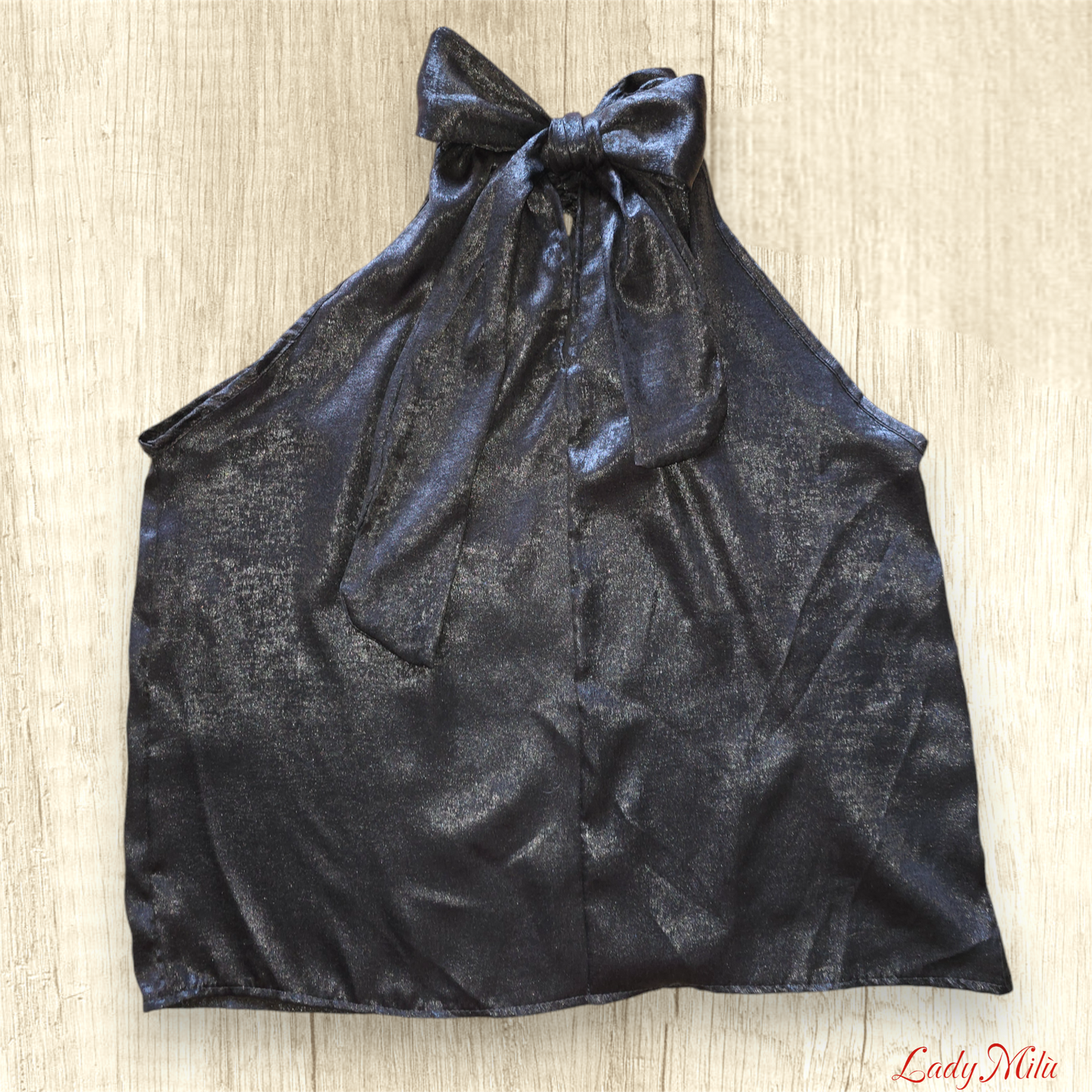 Top scollo americana laminato nero