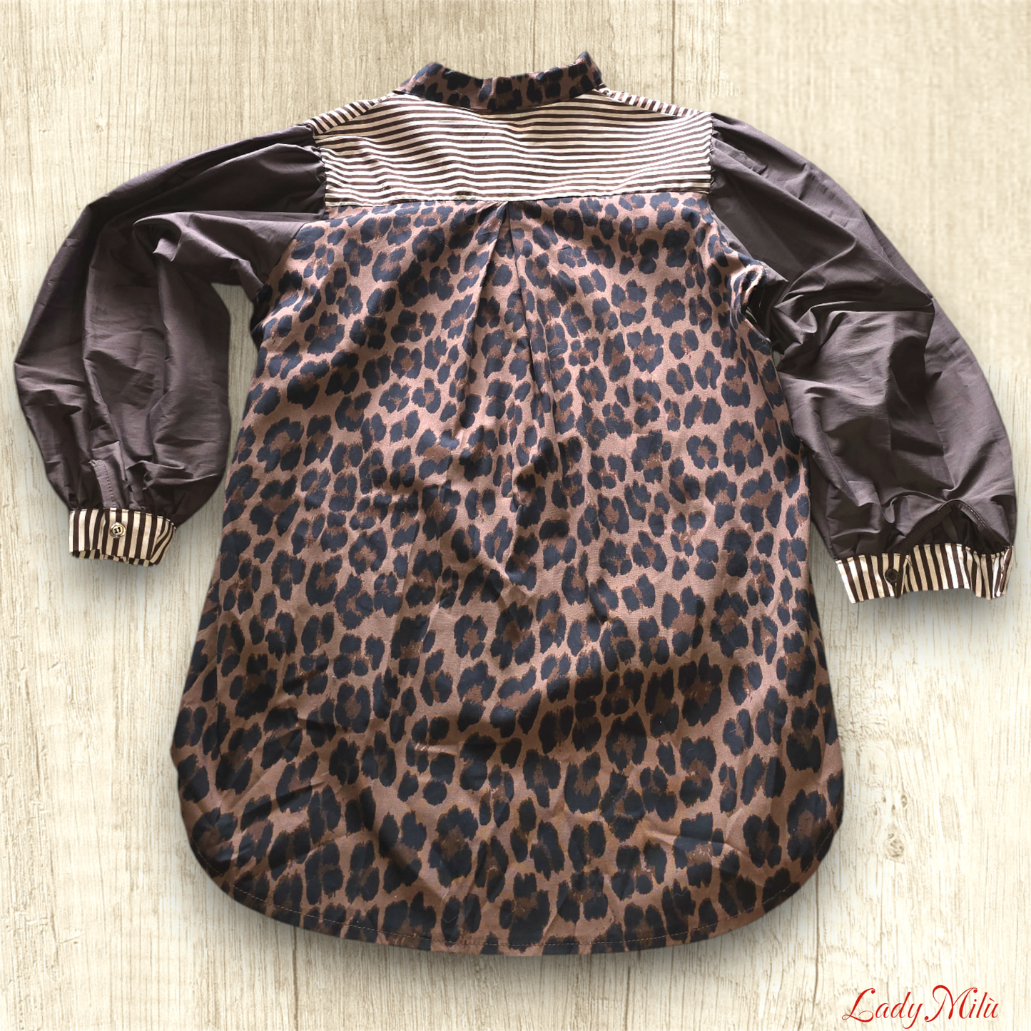 Camicia marrone righe e maculato