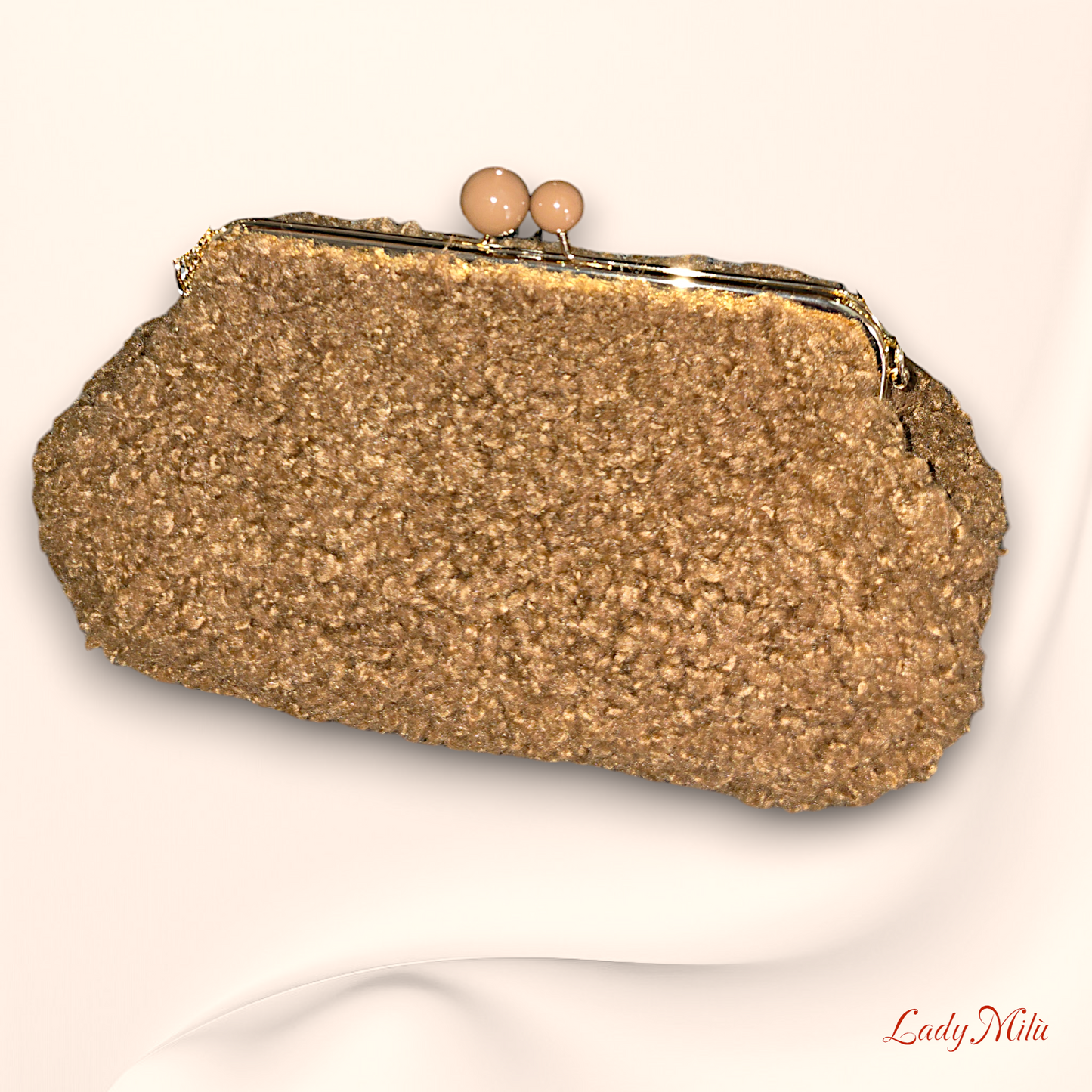 Borsa clutch teddy cognac