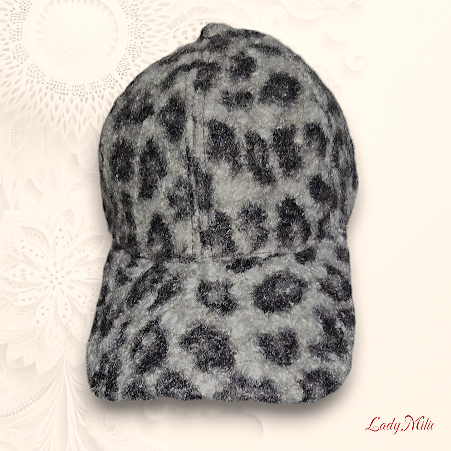 Cappellino pelliccia maculato grigio fumo