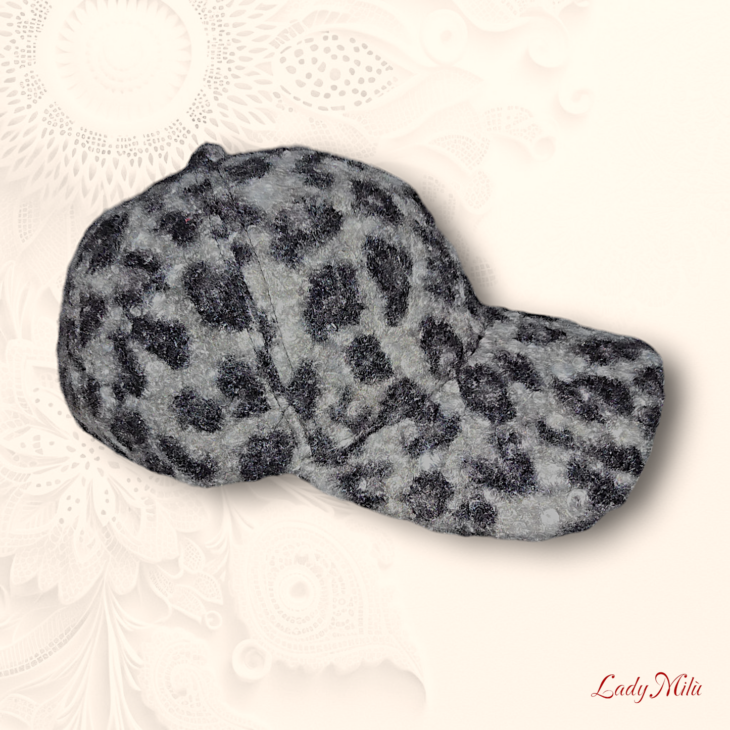 Cappellino pelliccia maculato grigio fumo