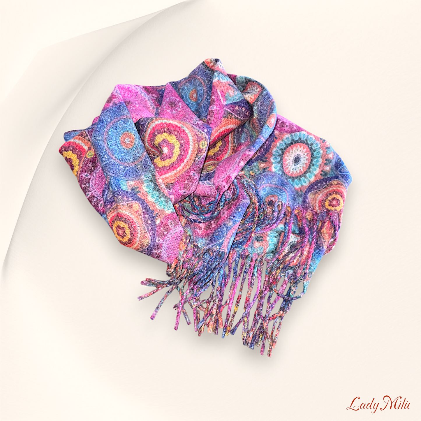 Sciarpa multicolor fucsia