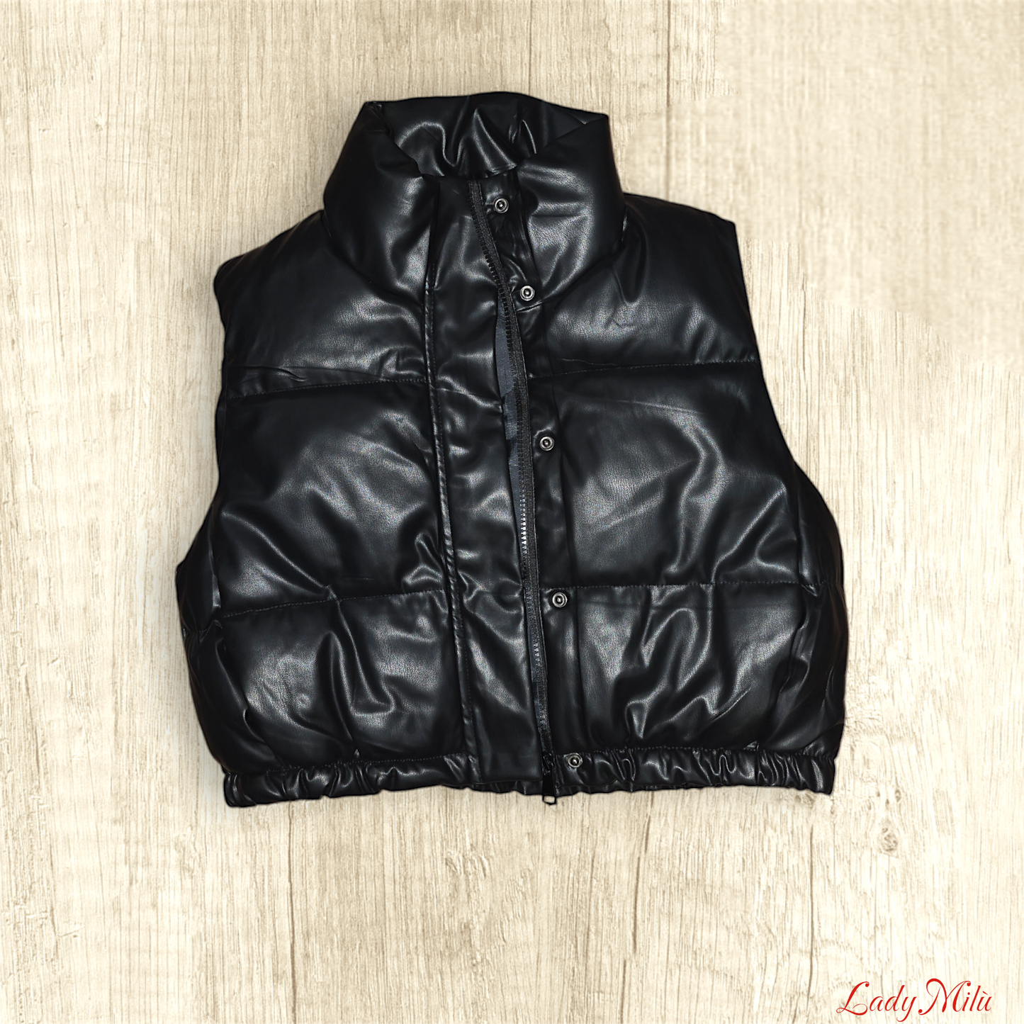 Bomber ecopelle con sbottoni e zip