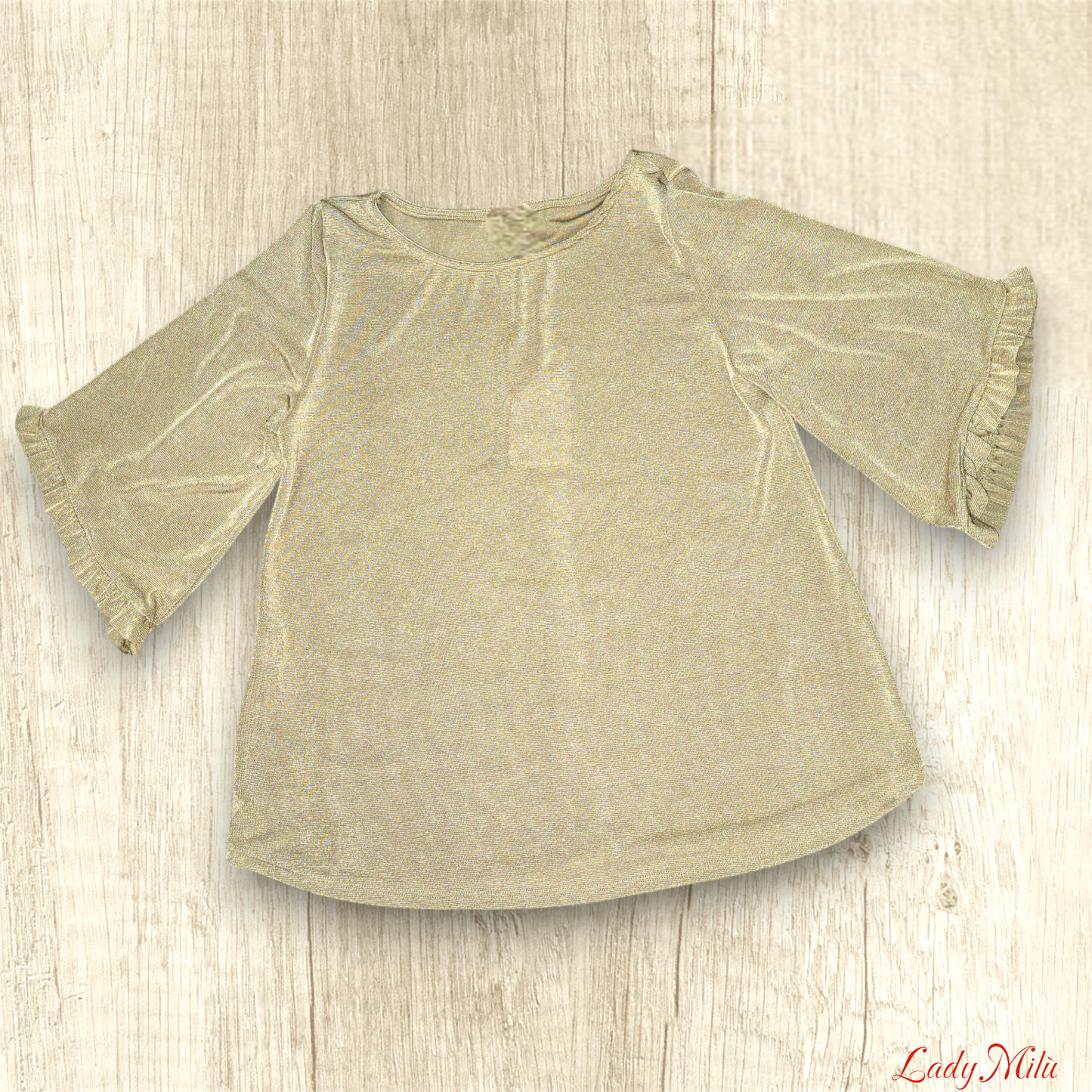 Blusa comoda oro maniche con volant