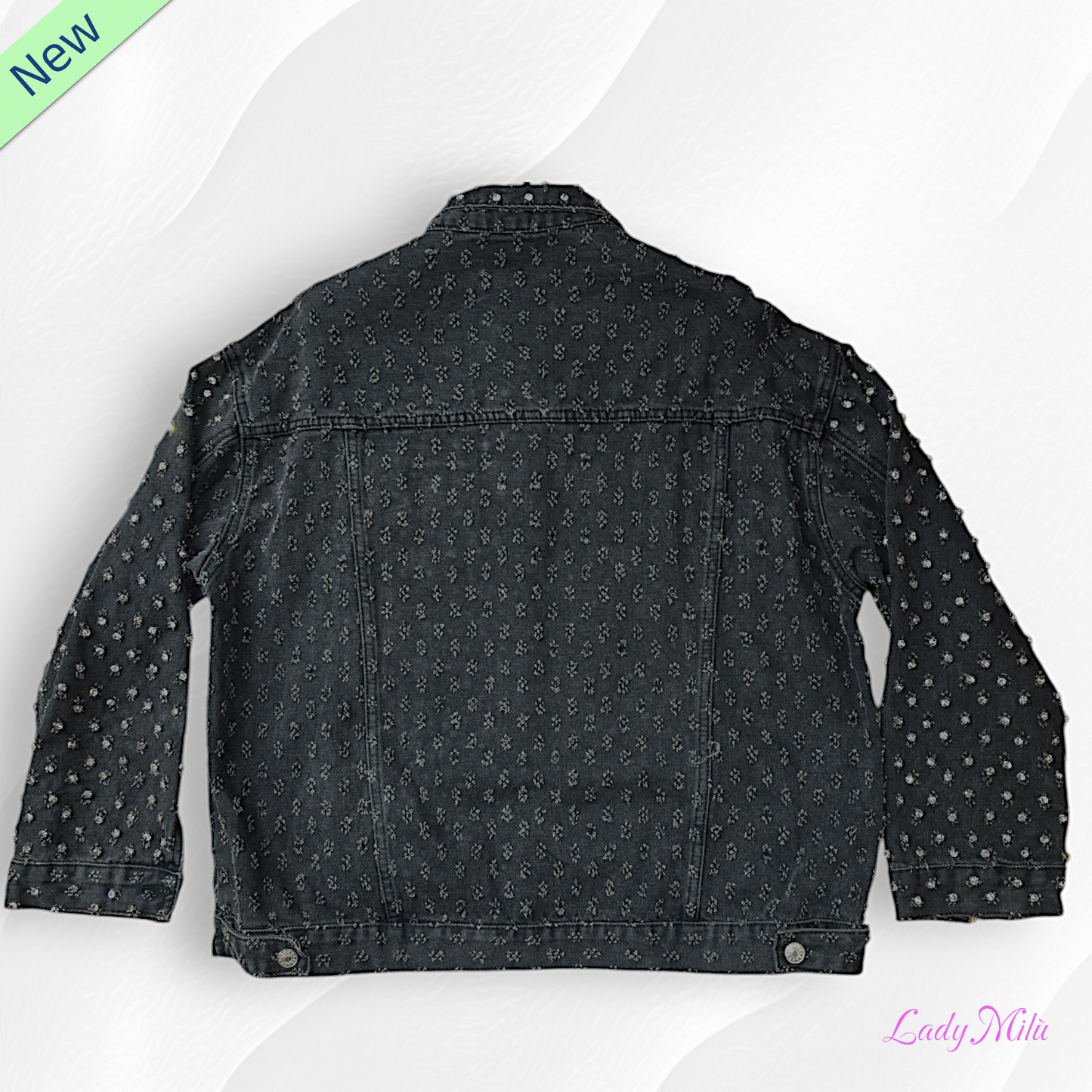 Giacchetto jeans nero con strass-FLY OUT