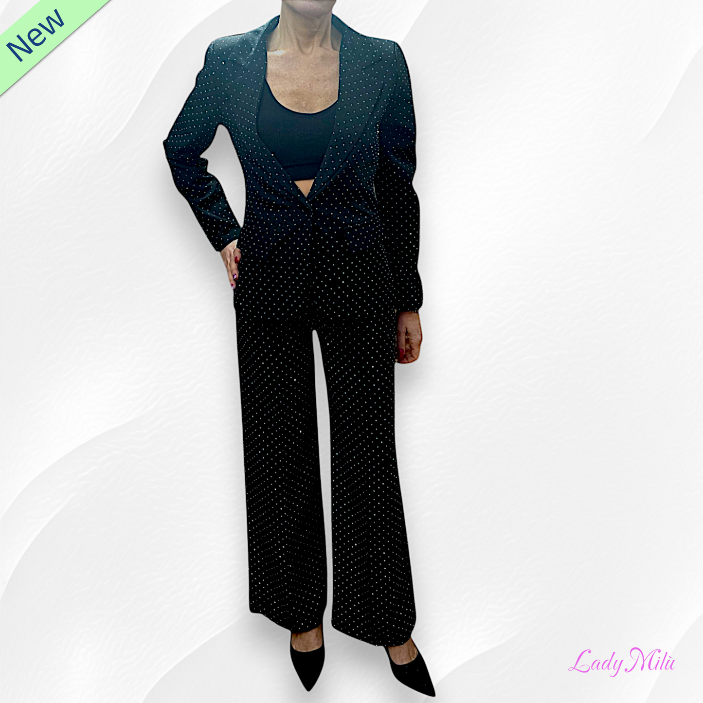 Tailleur nero con brillantini