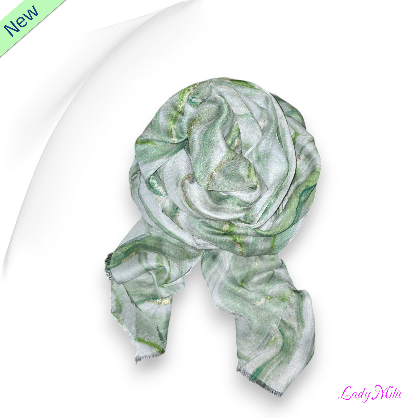 Pashmina verde effetto marmo