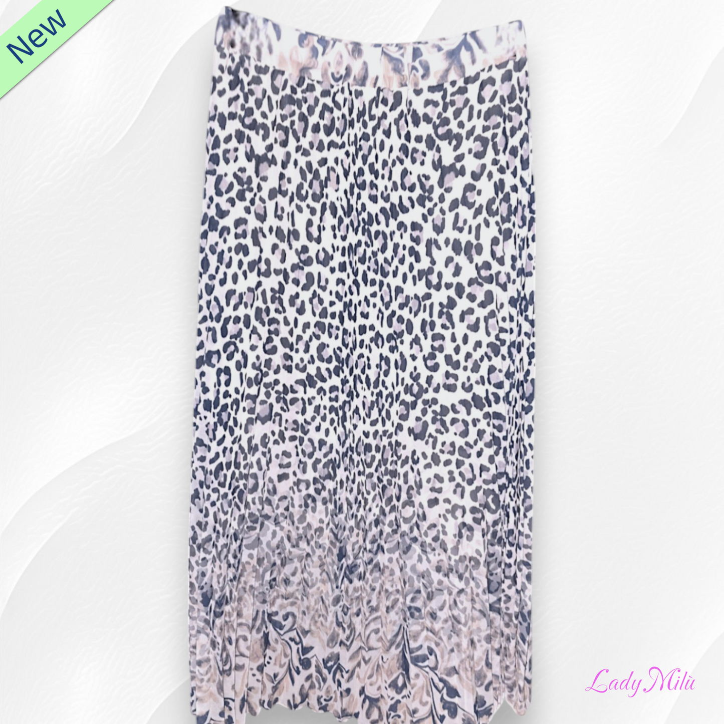 Gonna lunga maculata grigia e beige