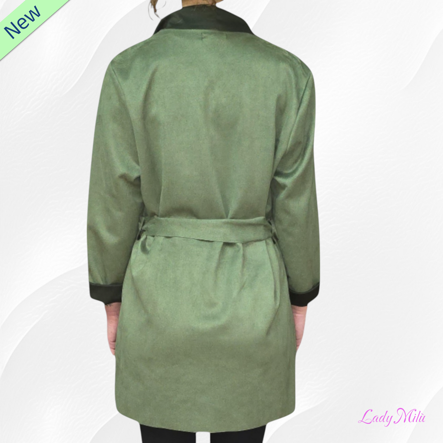 Spolverino lungo verde militare effetto nabuk