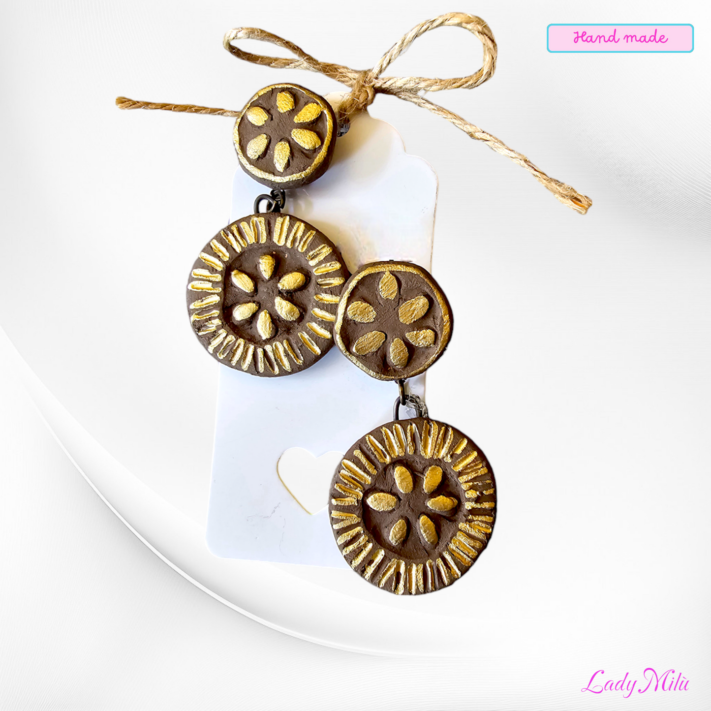 Orecchini fiore oro e ceramica