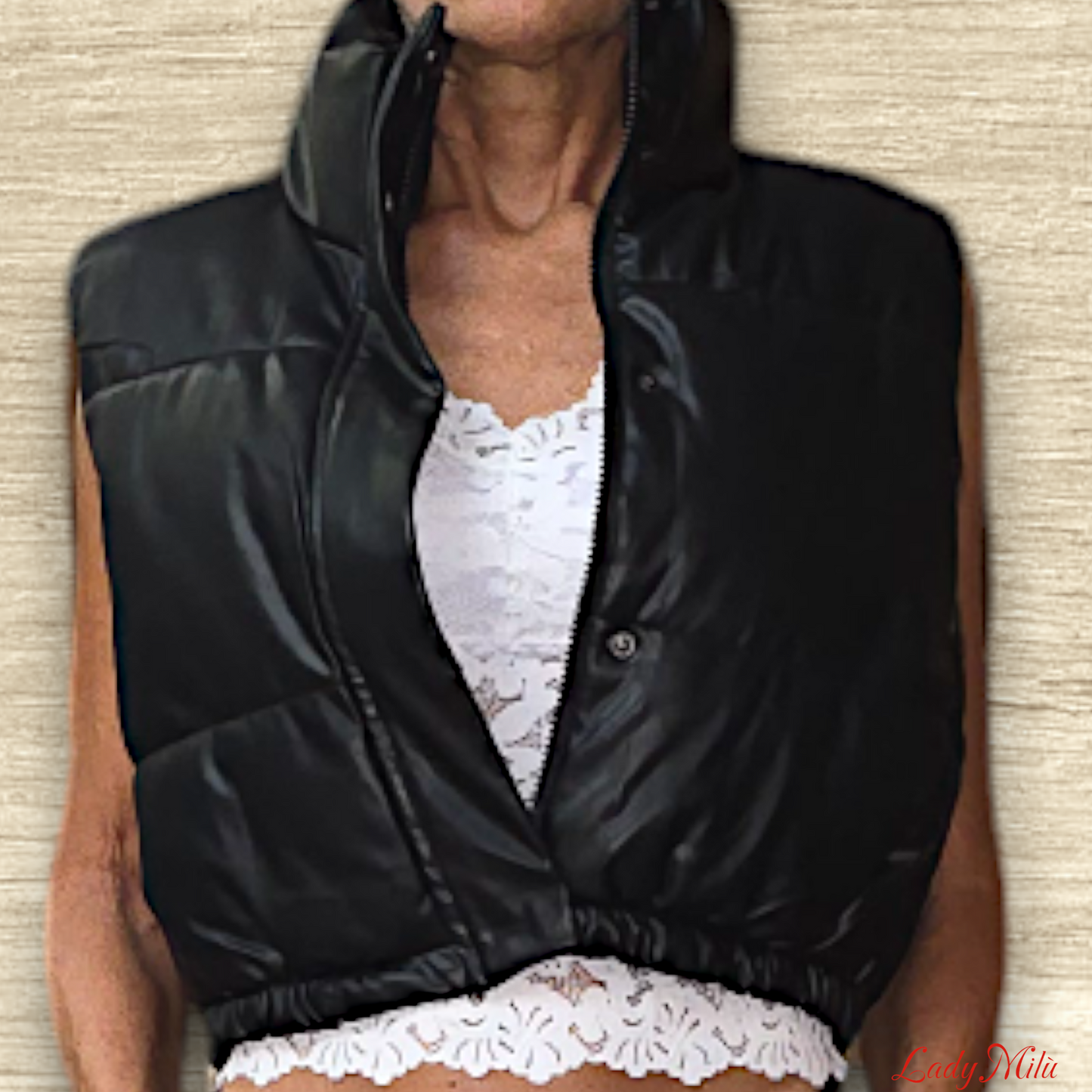 Bomber ecopelle con sbottoni e zip