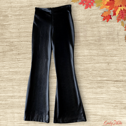 Pantalone  zampa ecopelle nero leggero