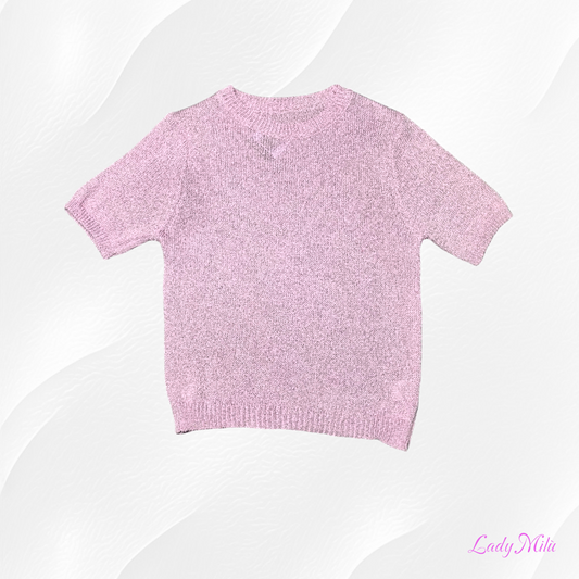 Maglia filo laminata rosa