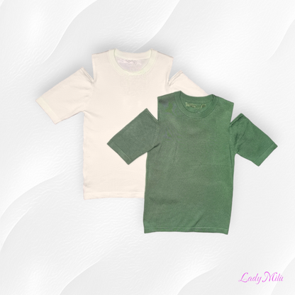 Maglia cut out spalle verde militare