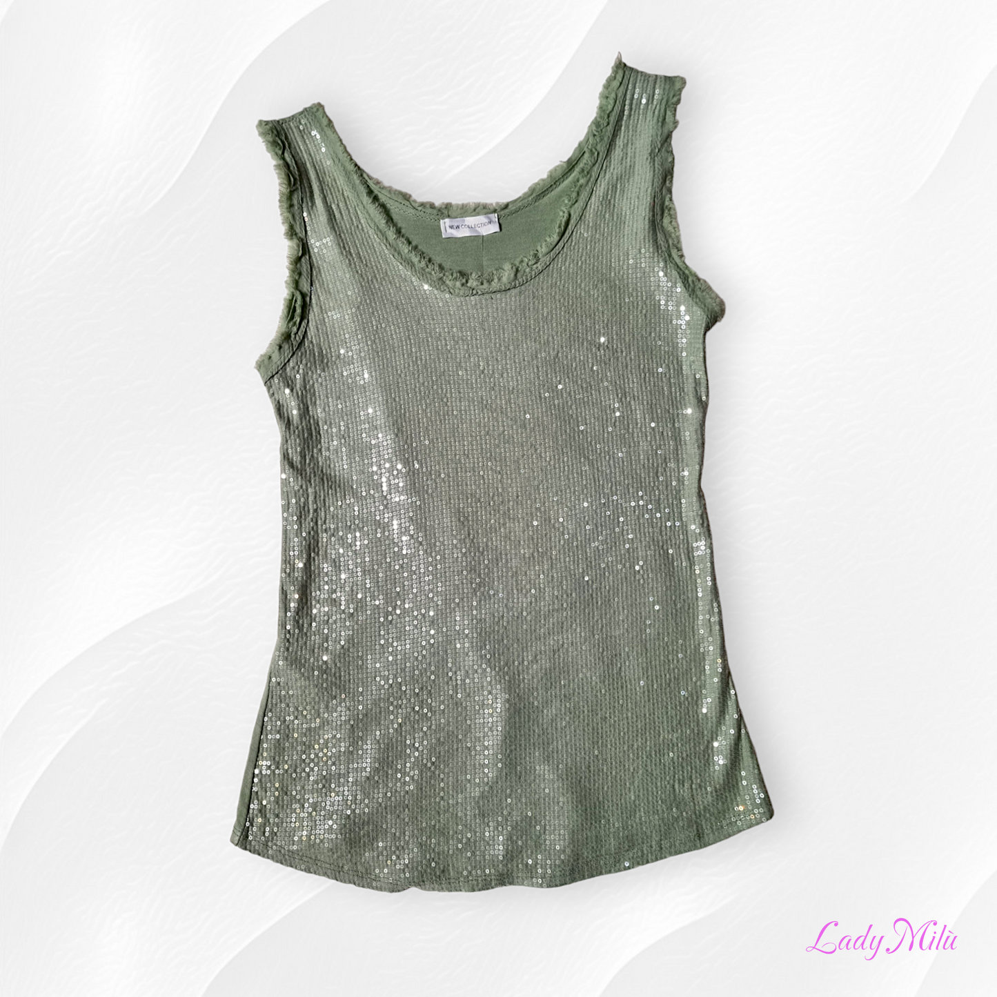 Canotta paillettes verde militare