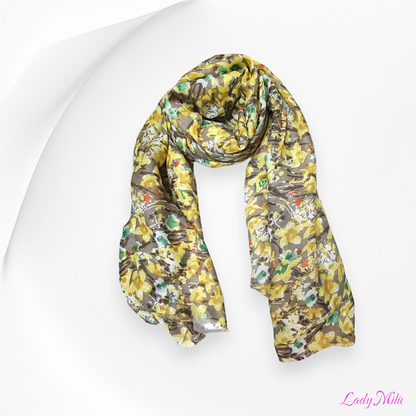 Pashmina gialla fiori