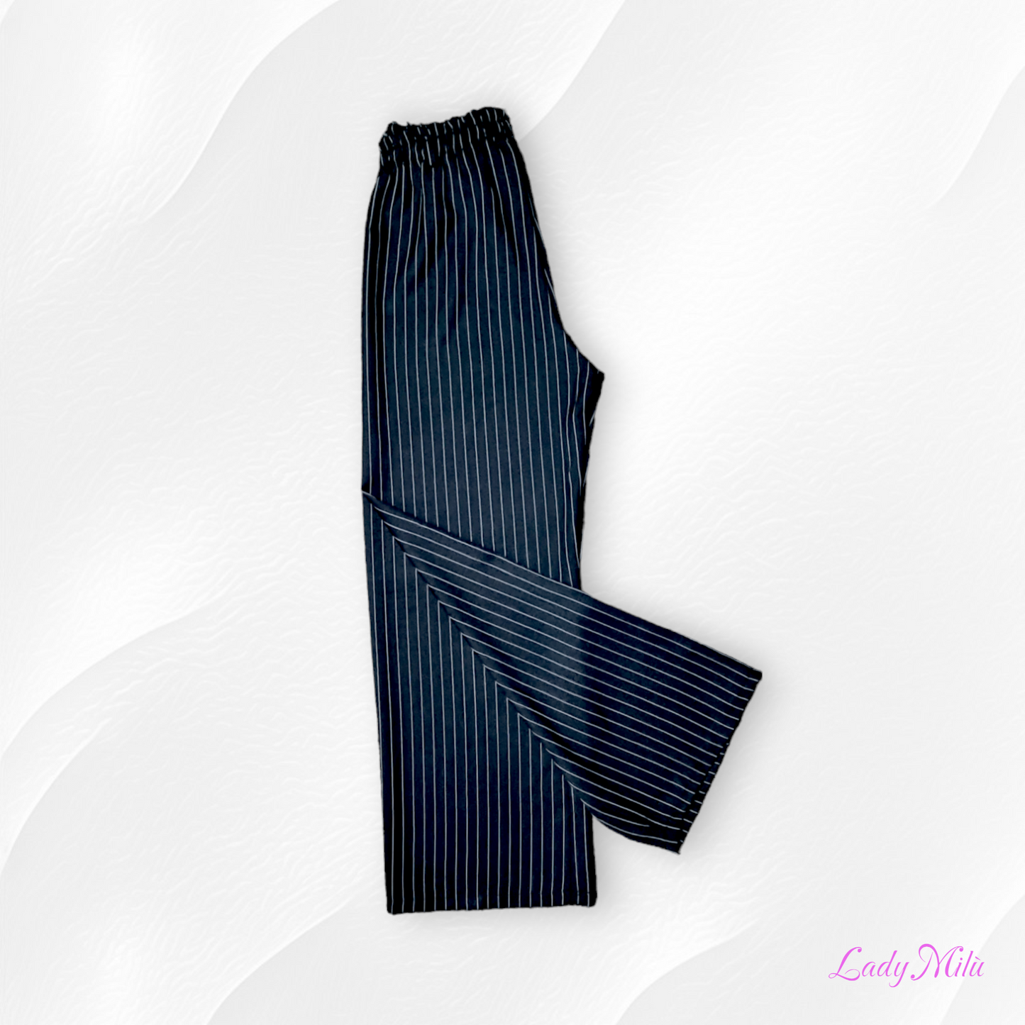 Pantalone gessato nero largo