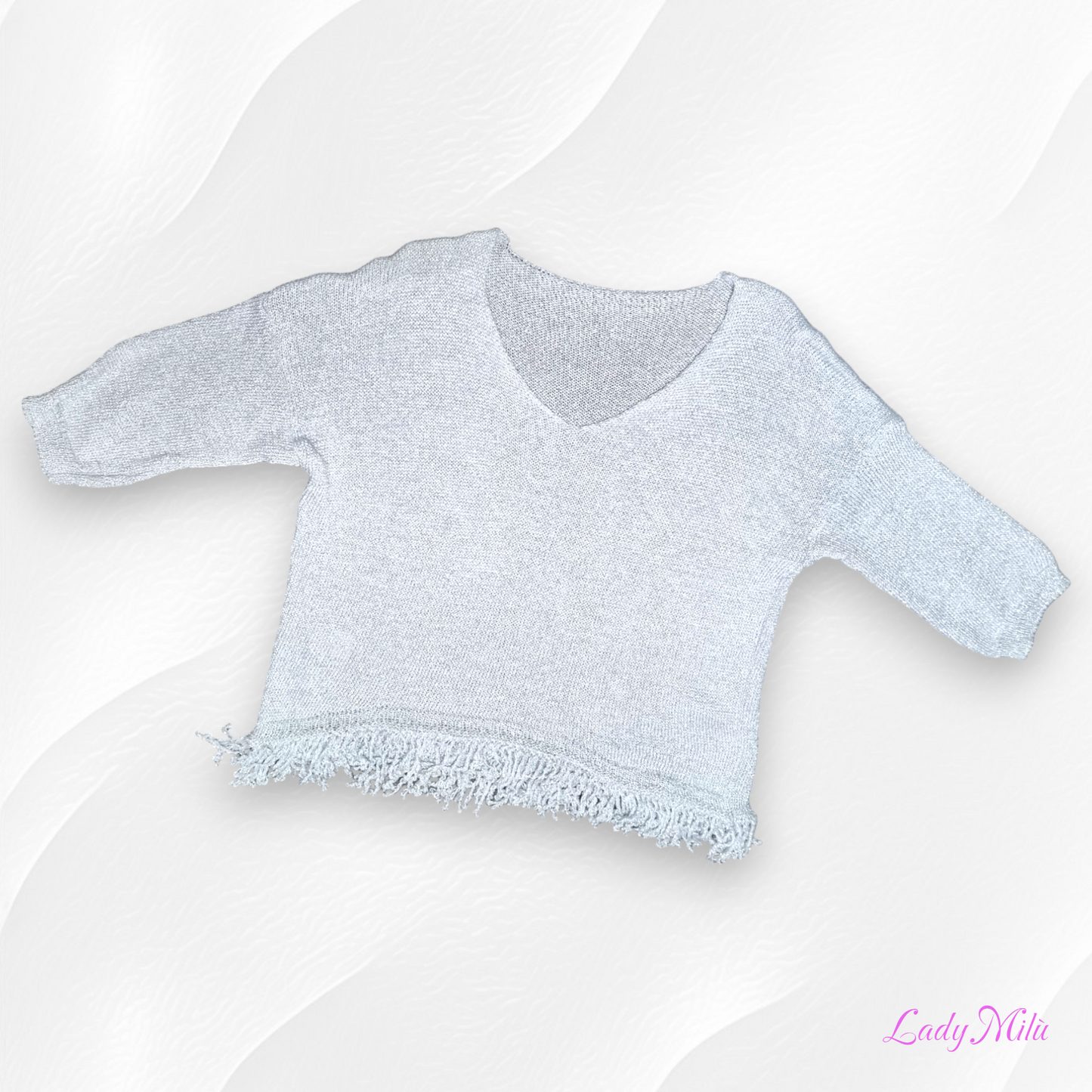 Maglia laminata argento frange