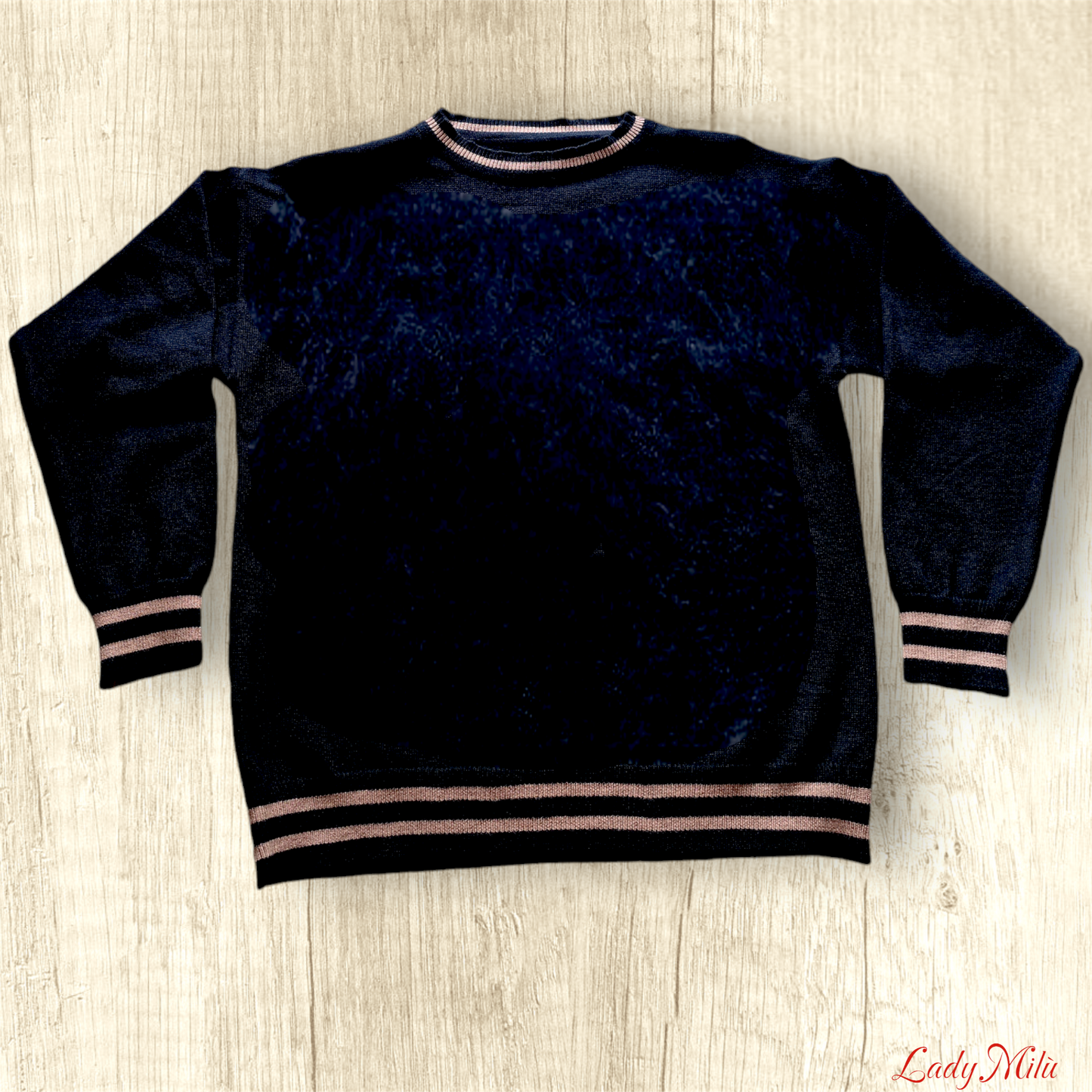 Maglia nero maglia con righe cognac