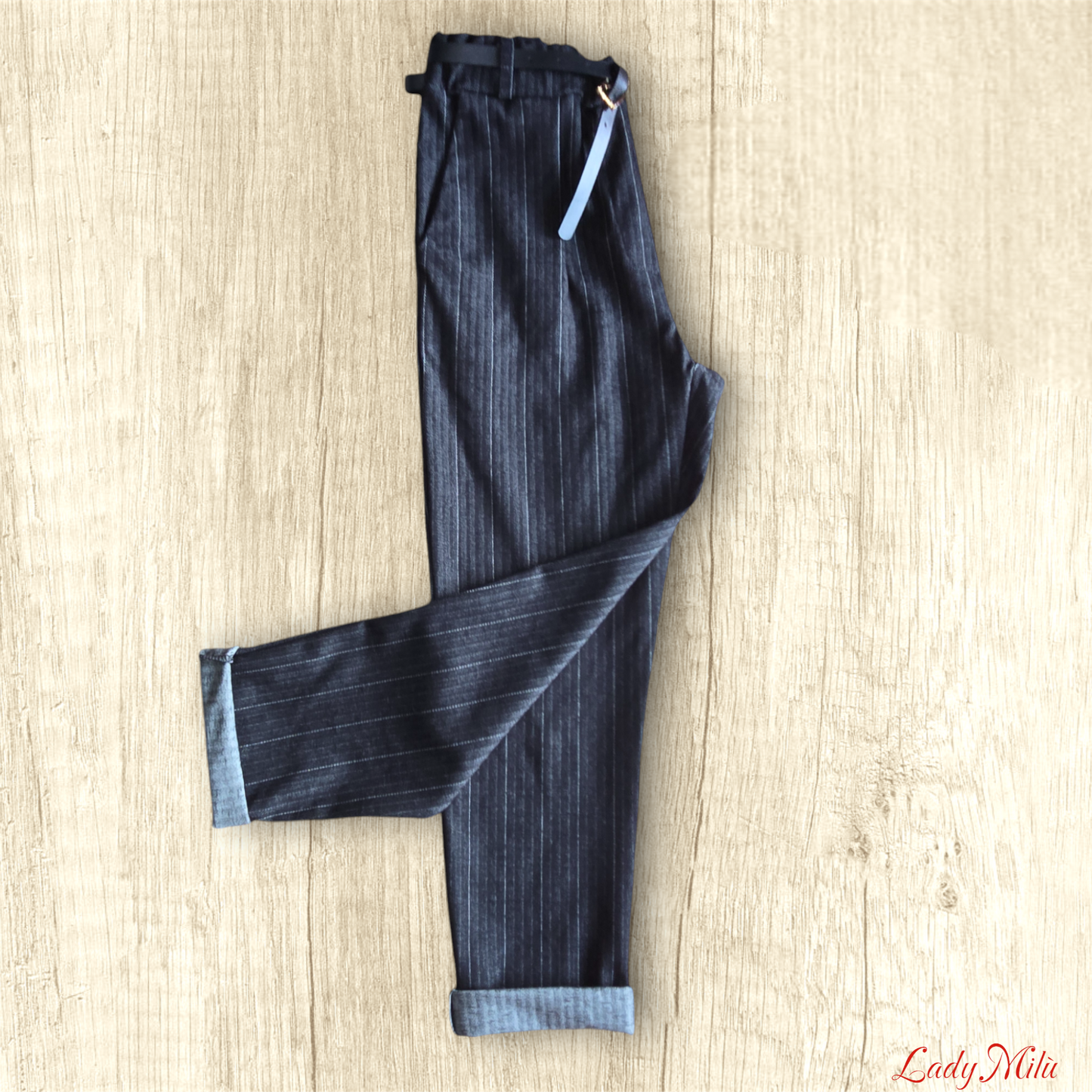 Pantalone jeans nero gessato elasticizzato