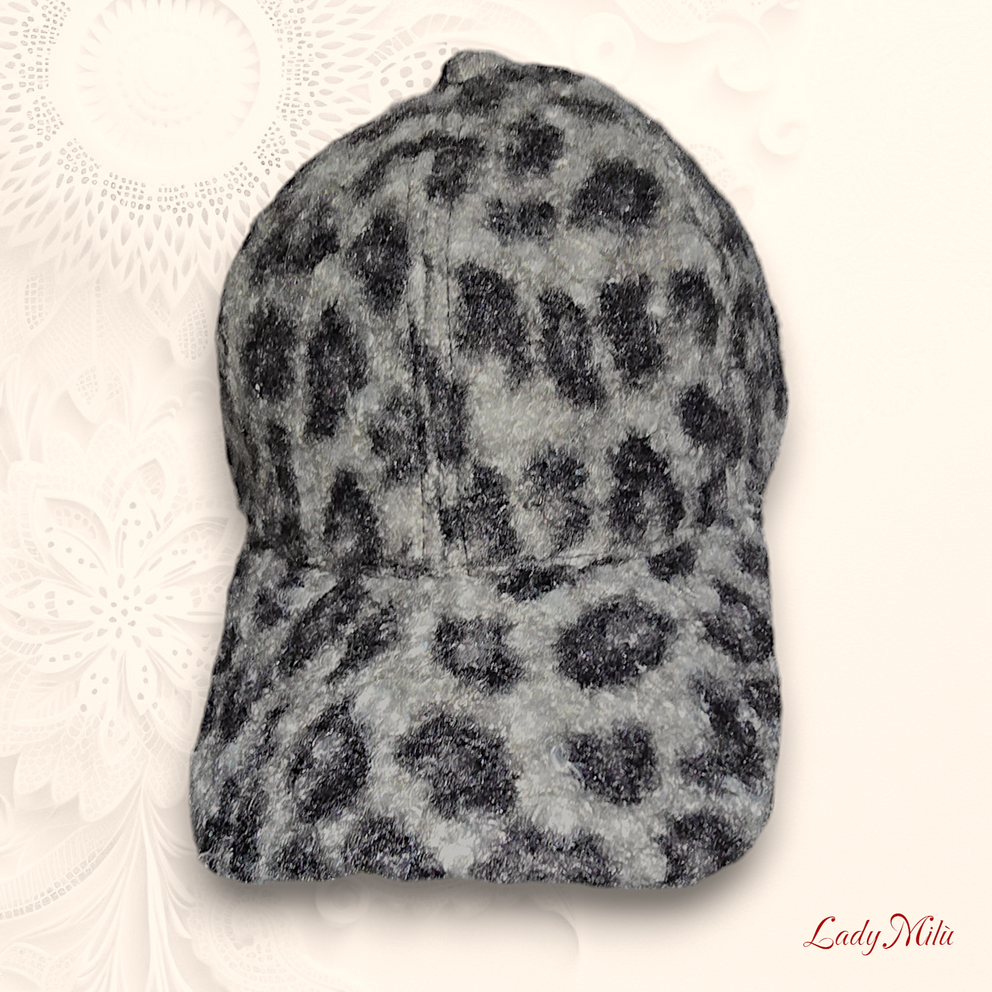 Cappellino  pelliccia maculato grigio fumo