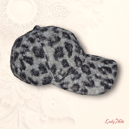 Cappellino  pelliccia maculato grigio fumo