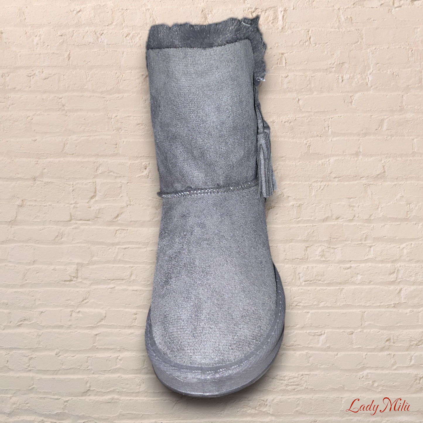 Stivaletto nabuk e pelliccia grigio