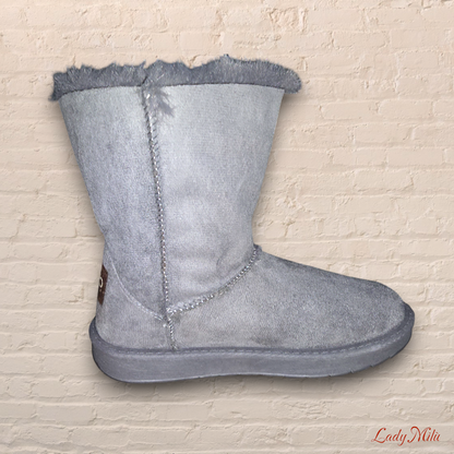 Stivaletto nabuk e pelliccia grigio