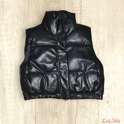 Bomber  ecopelle con sbottoni e zip