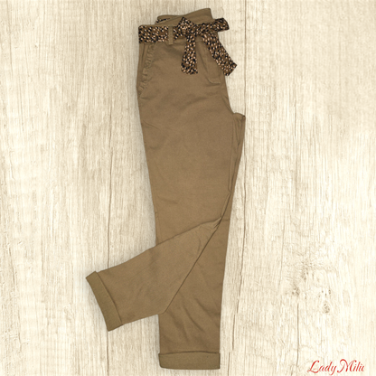 Pantalone elasticizzato tortora