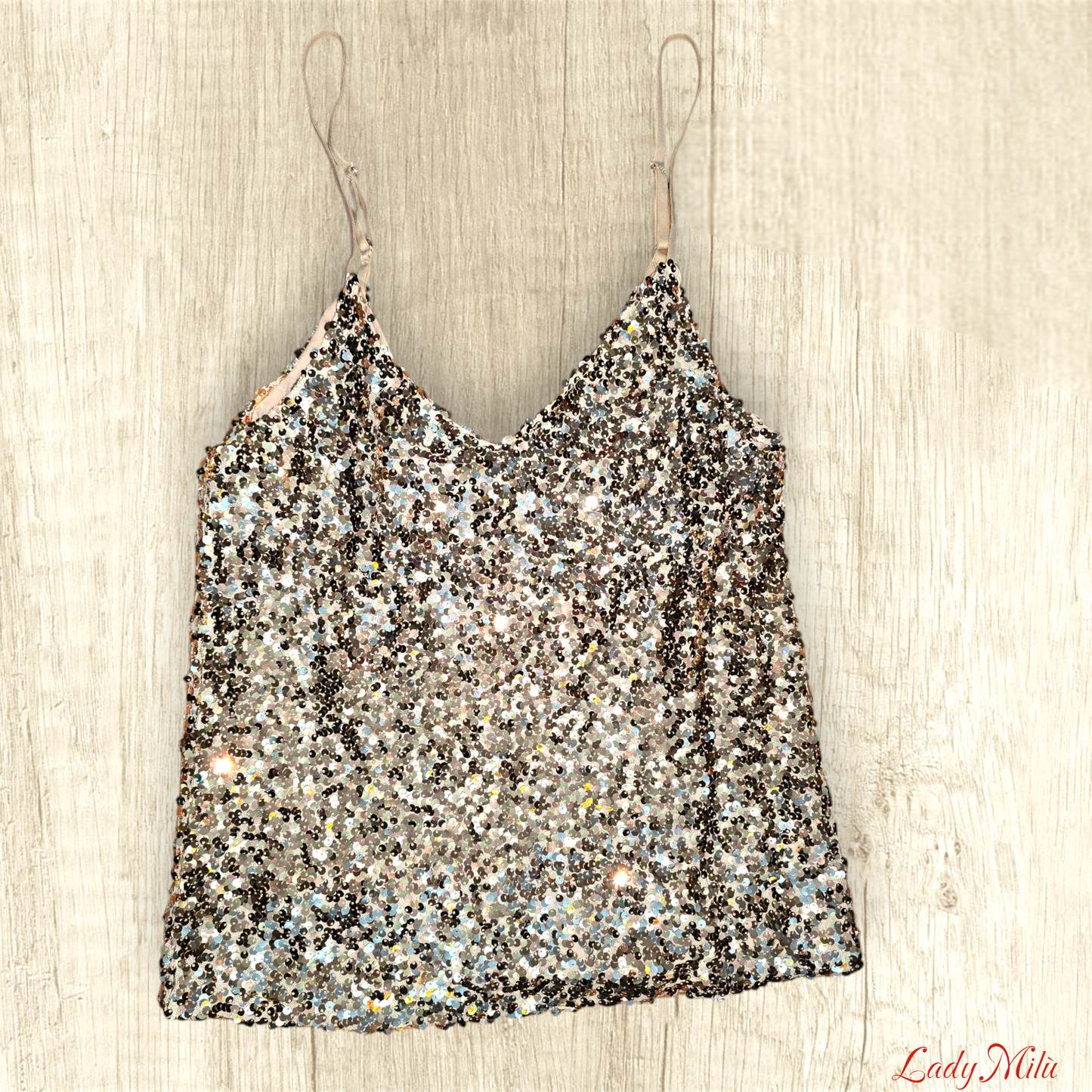 Top paillettes oro