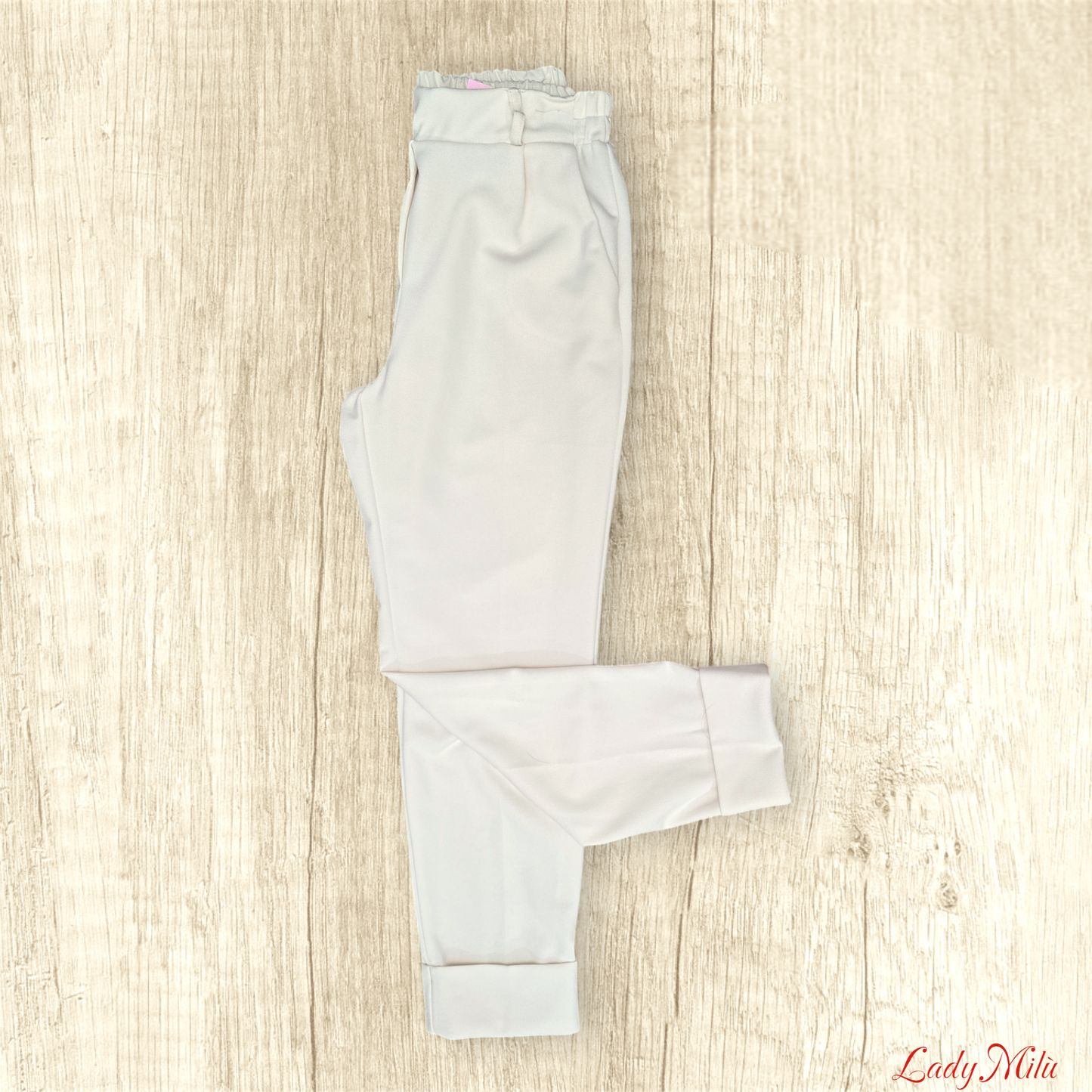 Pantalone panna con risvolto