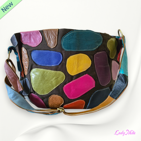 Borsa vera pelle multicolor