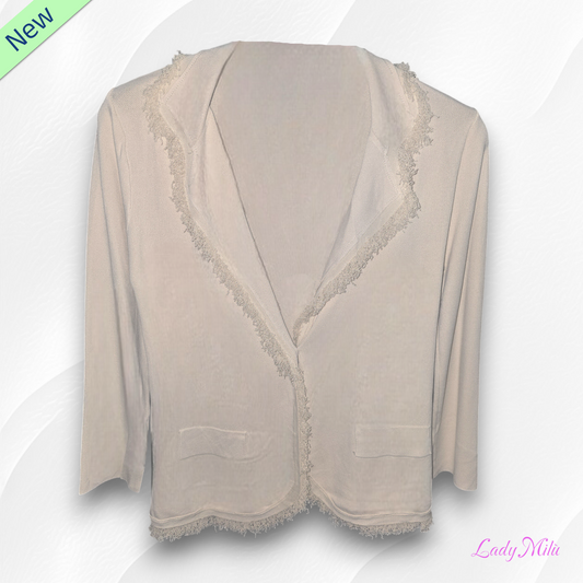 Giacca beige di filo con frange