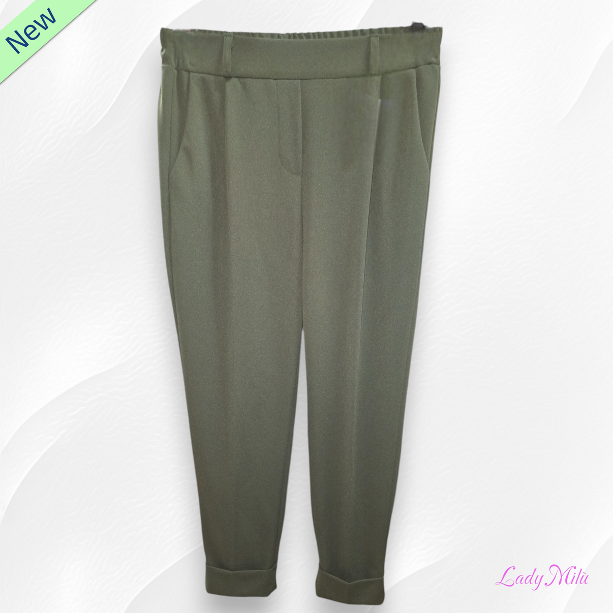 Pantalone verde militare con elastico