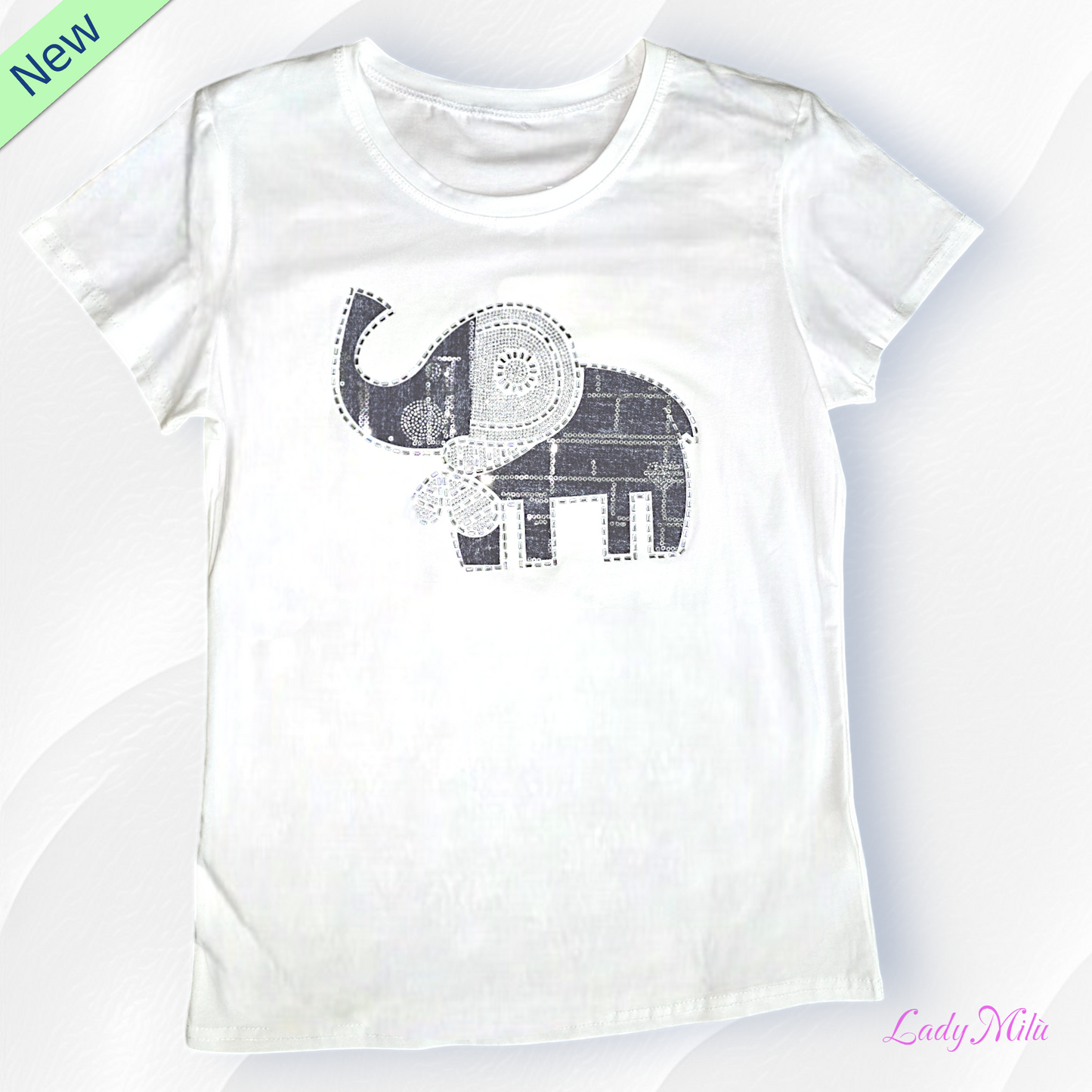 Tshirt  bianca con elefantino
