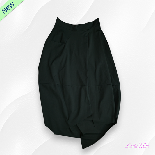 Gonna lunga asimmetrica nera  elastico in vita