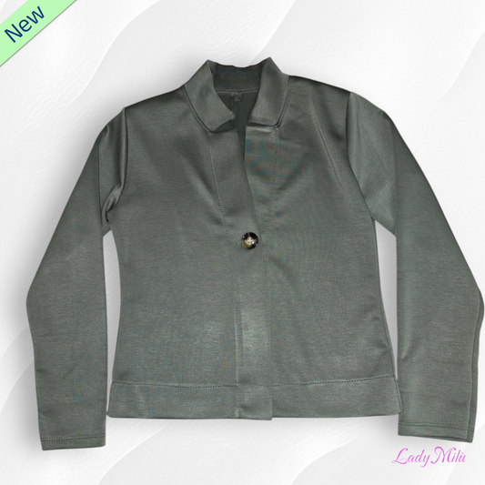 Giacca verde militare elasticizzata con bottone