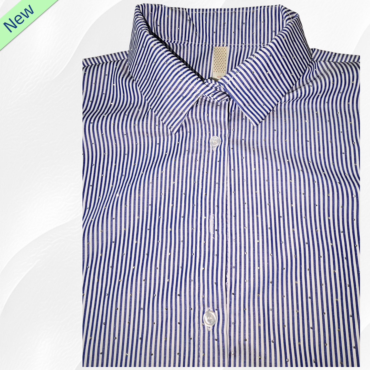 Camicia  millerighe azzurra con brillantini