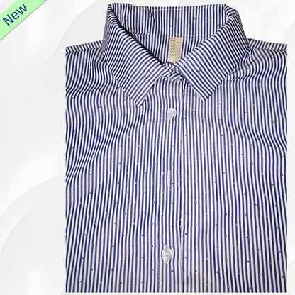 Camicia  millerighe azzurra con brillantini