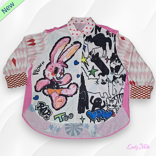 Camicia  rosa con disegni CARTOON
