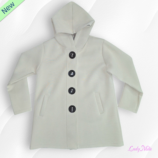 Giacchetto lungo con cappuccio beige