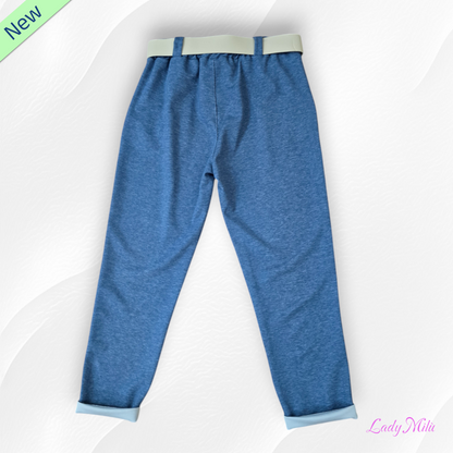 Pantalone effetto denim elasticizzato  gamba stretta
